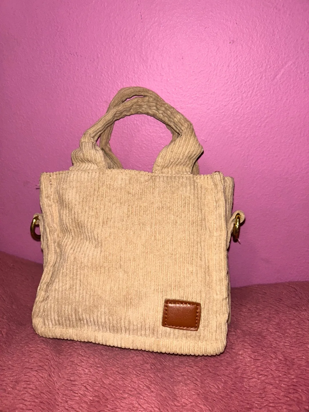 Corduroy Mini Tote Bag with Strap thumbnail