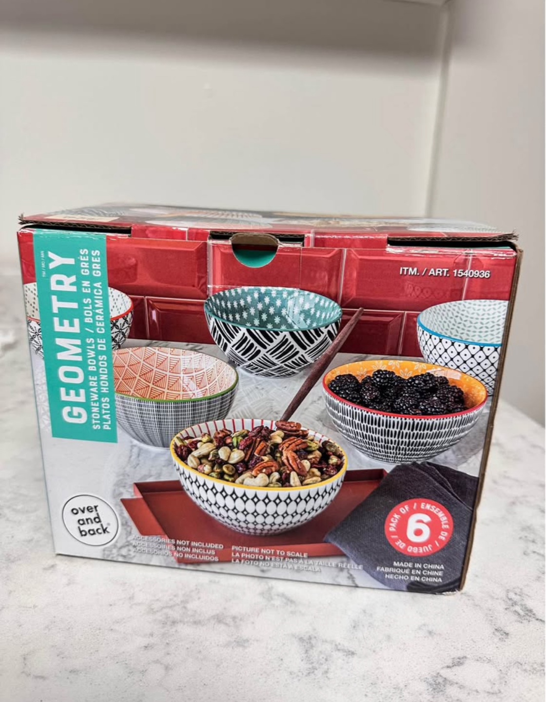 Geometry Stoneware Bowls, Set of 6