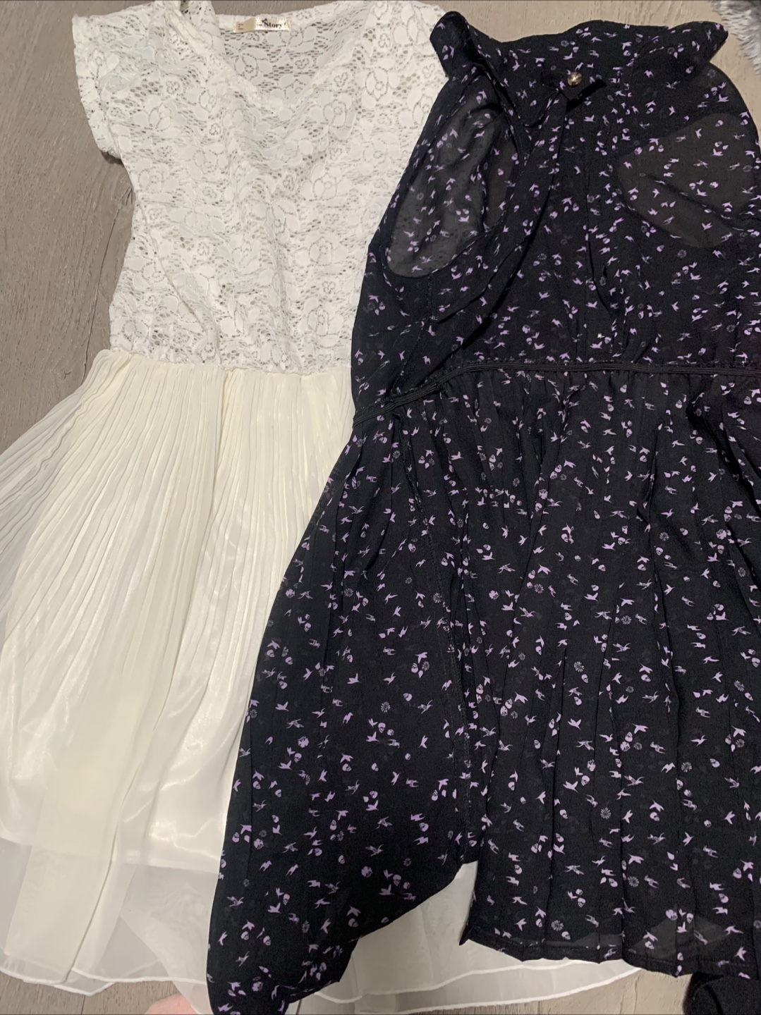 Two Dresses: White Lace & Black Floral