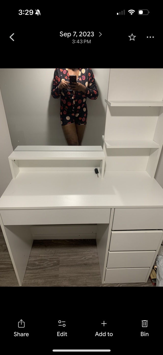 White Vanity Makeup Desk with Shelves & Drawers - photo 2