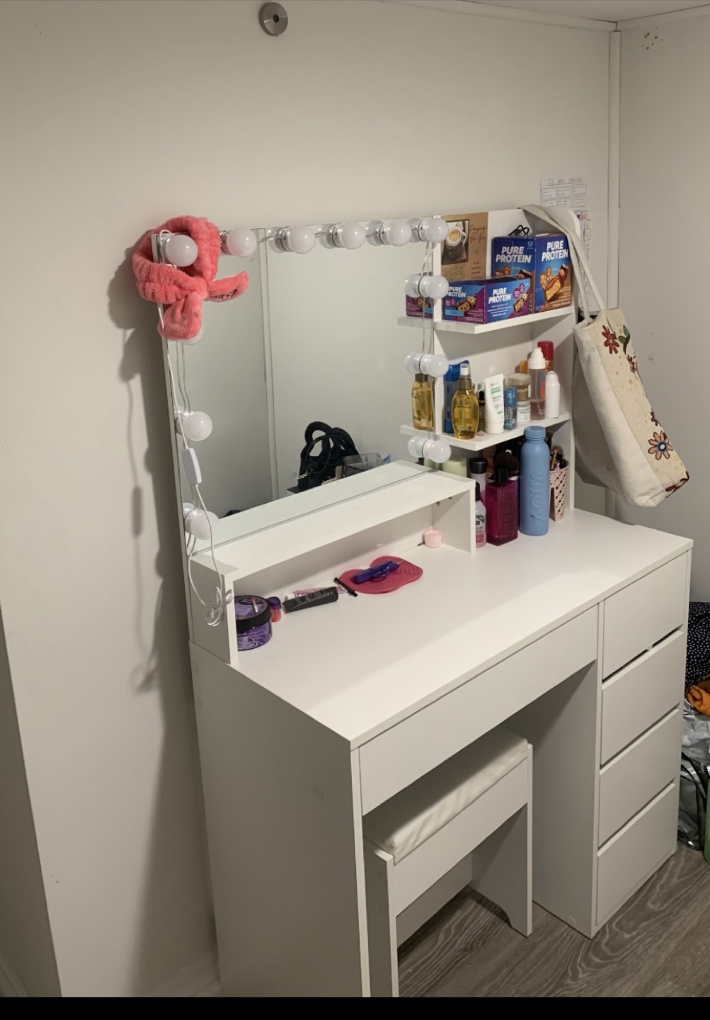 White Vanity Makeup Desk with Shelves & Drawers - photo 3