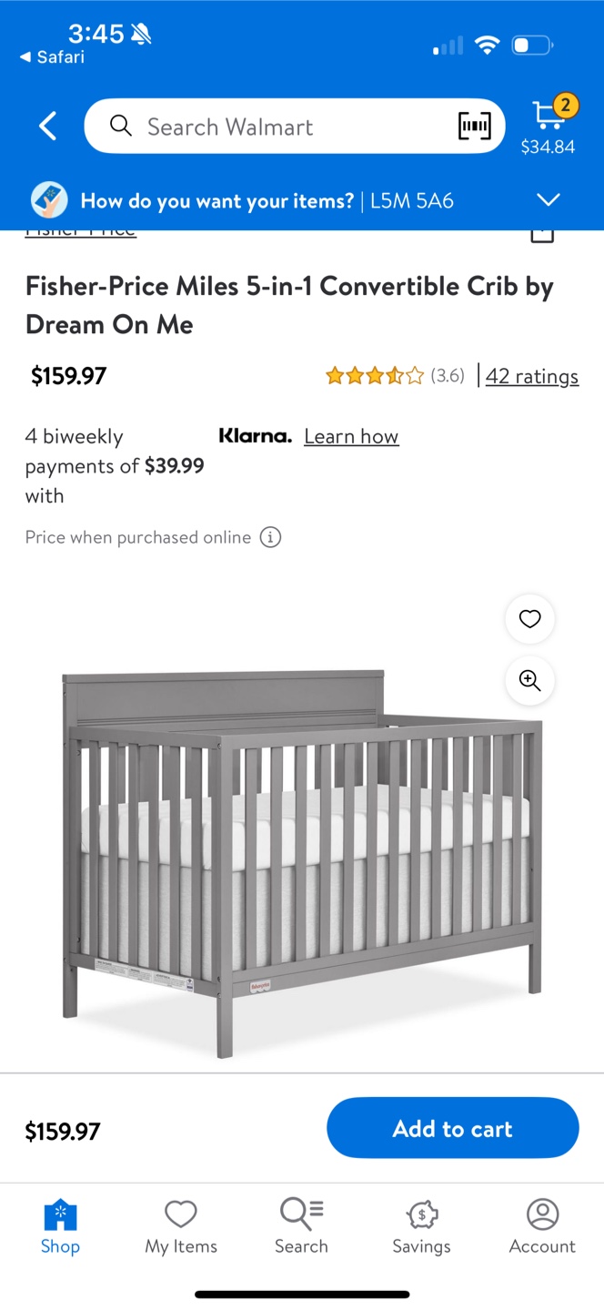 Fisher-Price Miles Convertible Crib +Mattress by dream on me