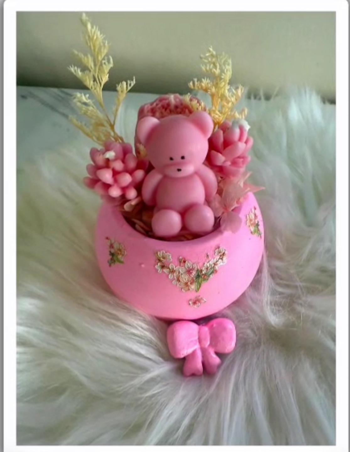 Handmade Pink Teddy Bear Unique Baby Shower Gift - photo 2