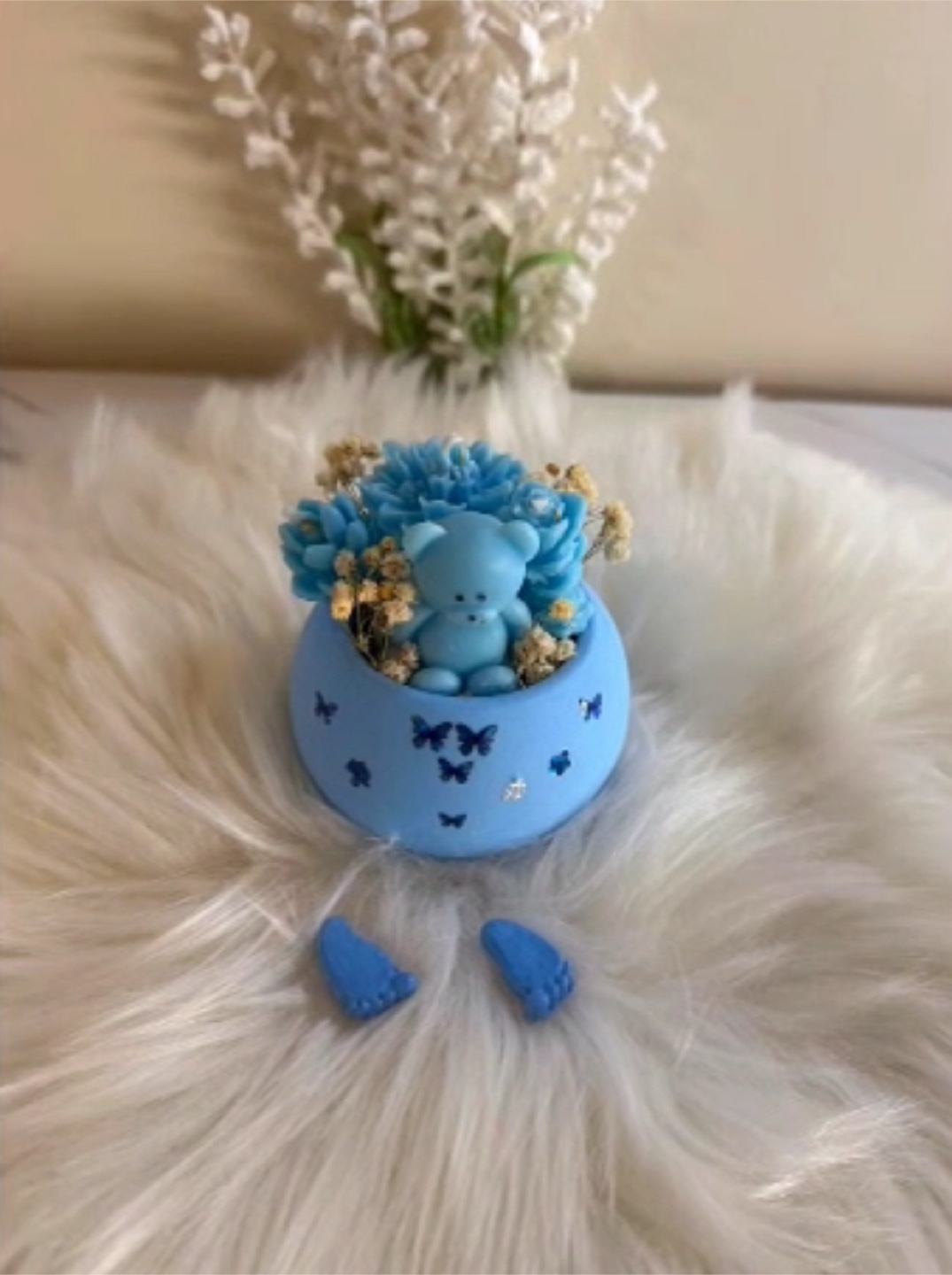 Handmade blue Teddy Bear Unique Baby Shower Gift - photo 2