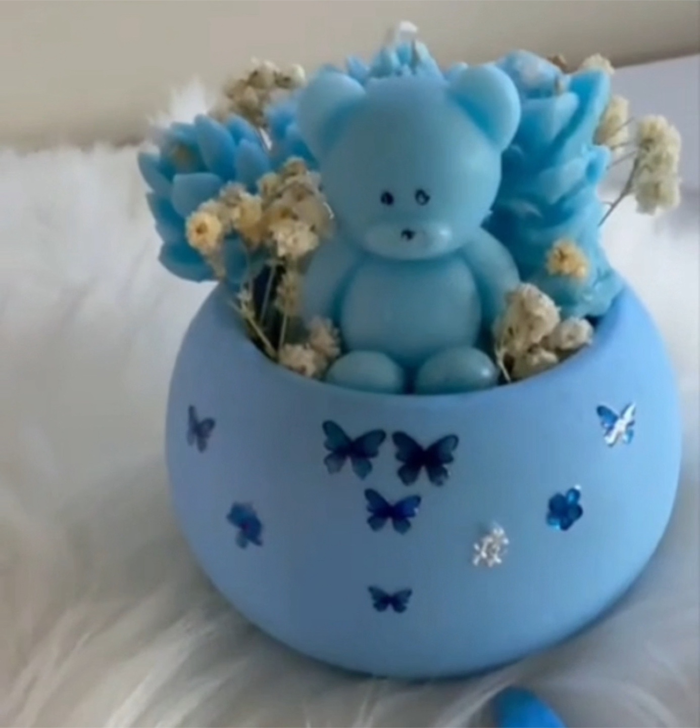 Handmade blue Teddy Bear Unique Baby Shower Gift