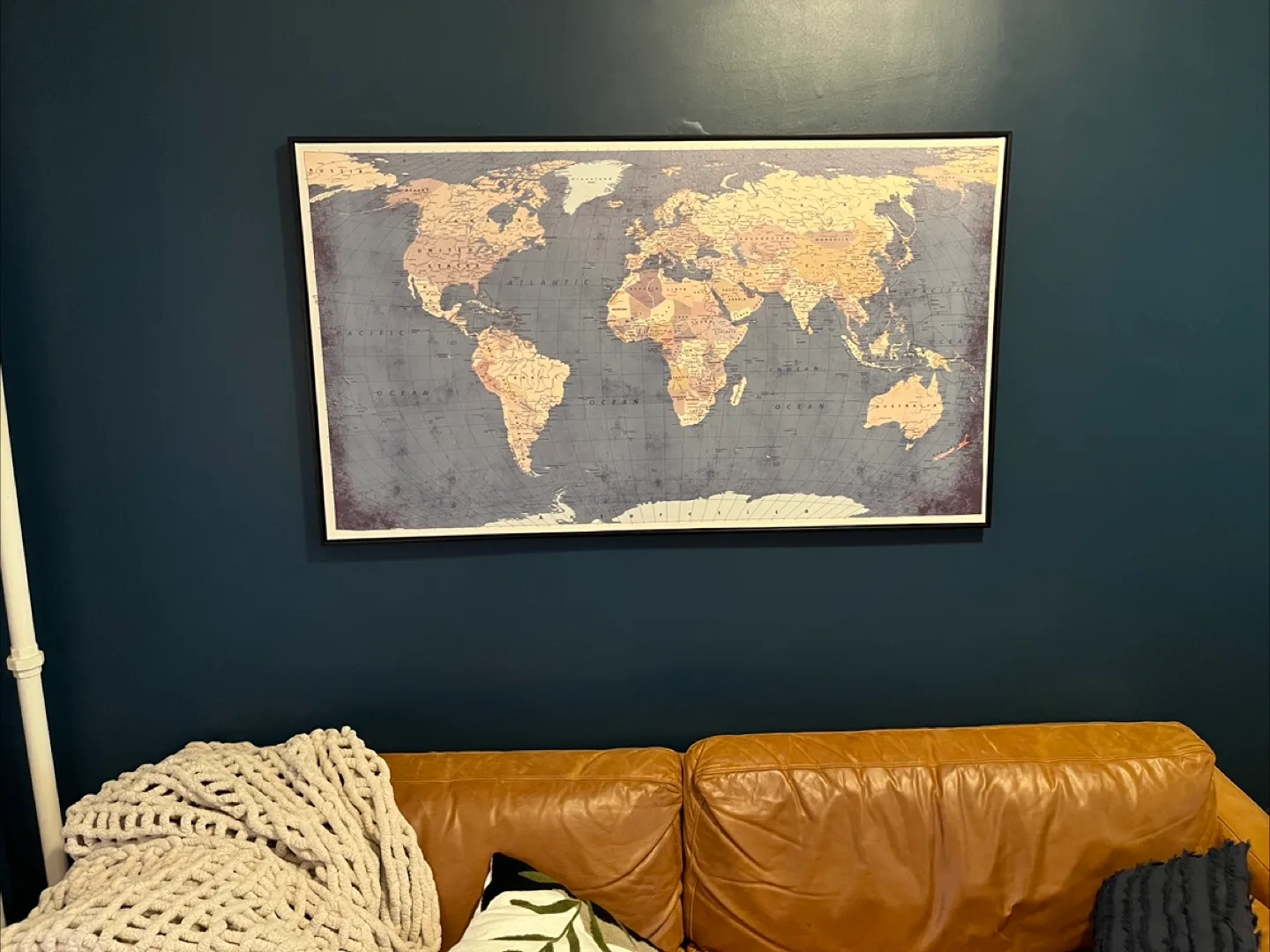 Rustic World Map Wall Decor, 32"x55" thumbnail