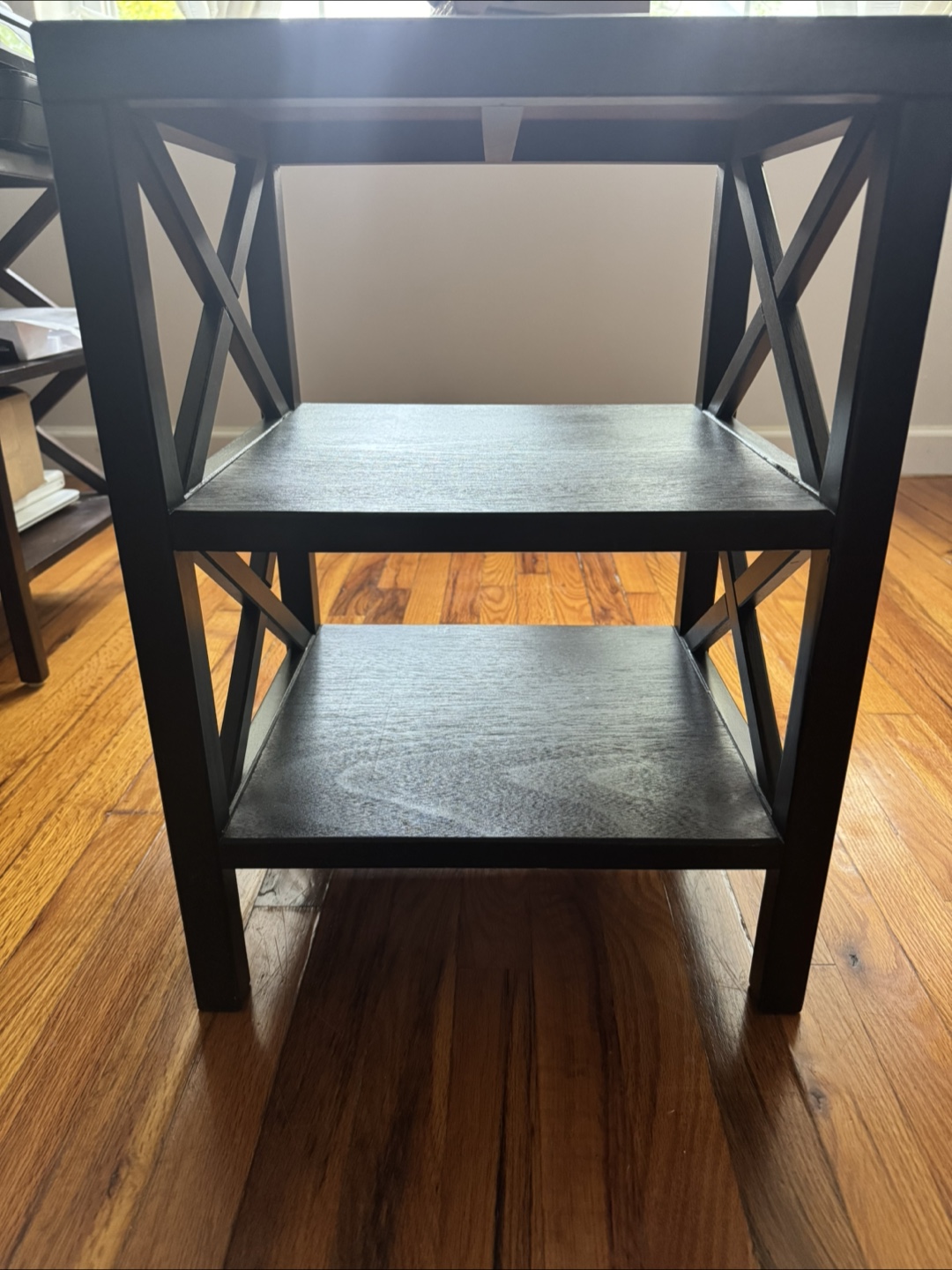 Expresso Wood Side Table with Shelves