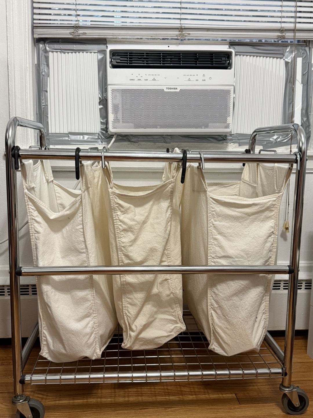 Rolling Triple Laundry Sorter Cart