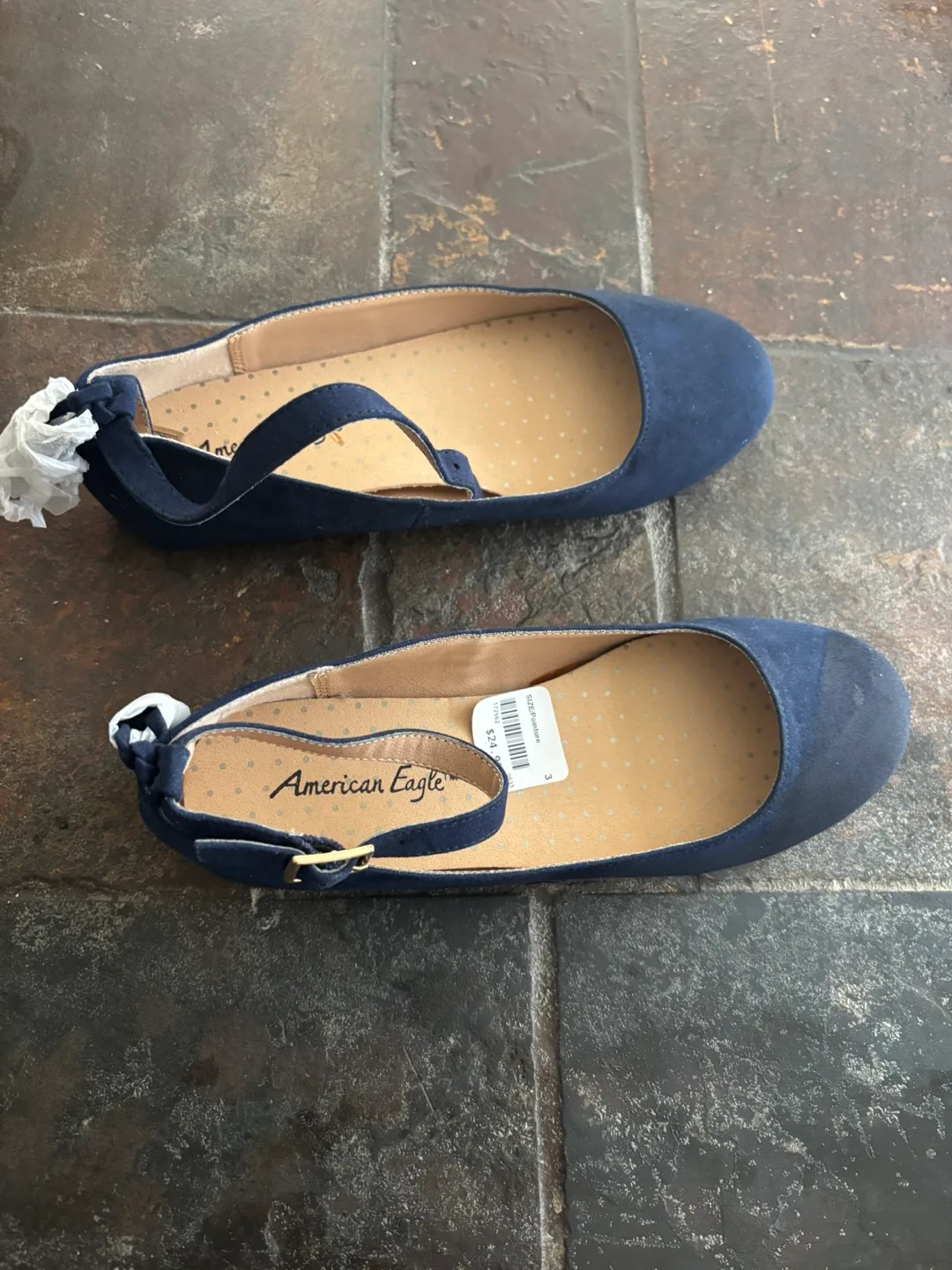 American Eagle Navy Blue Ballet Flats - Size 3 thumbnail