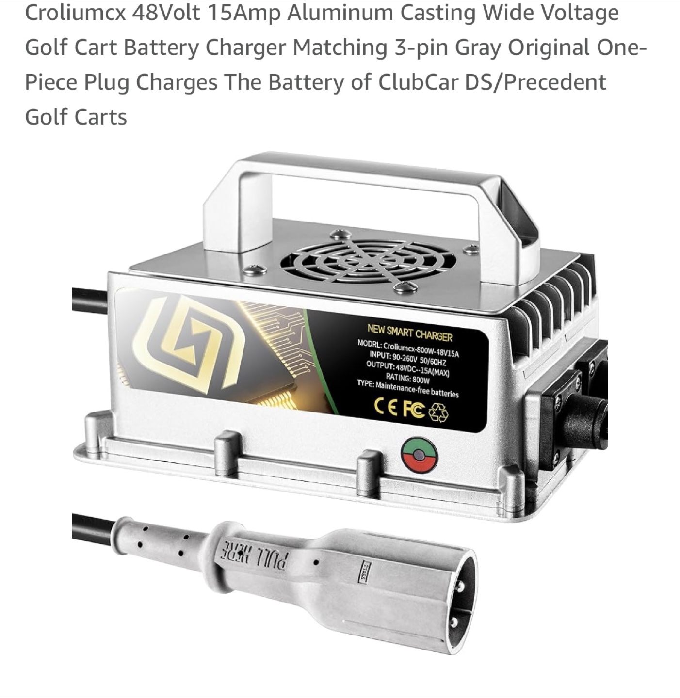 Croliumcx 48V 15A Golf Cart Battery Charger