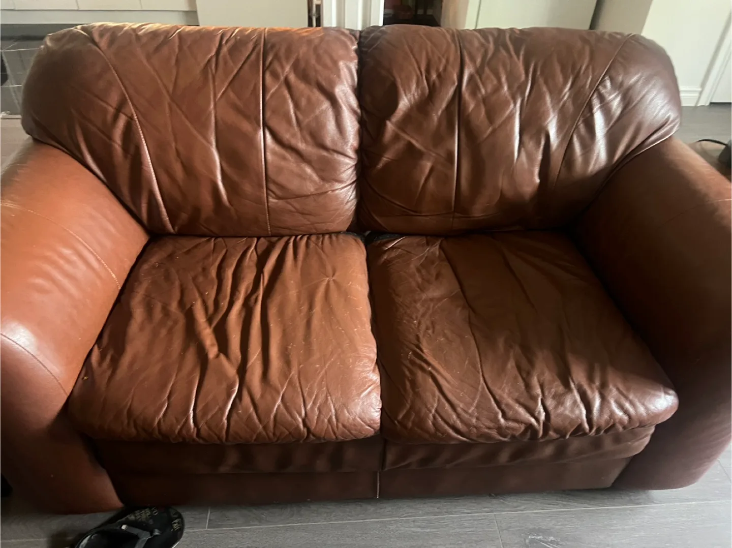 Brown Leather Loveseat image indicator(2)