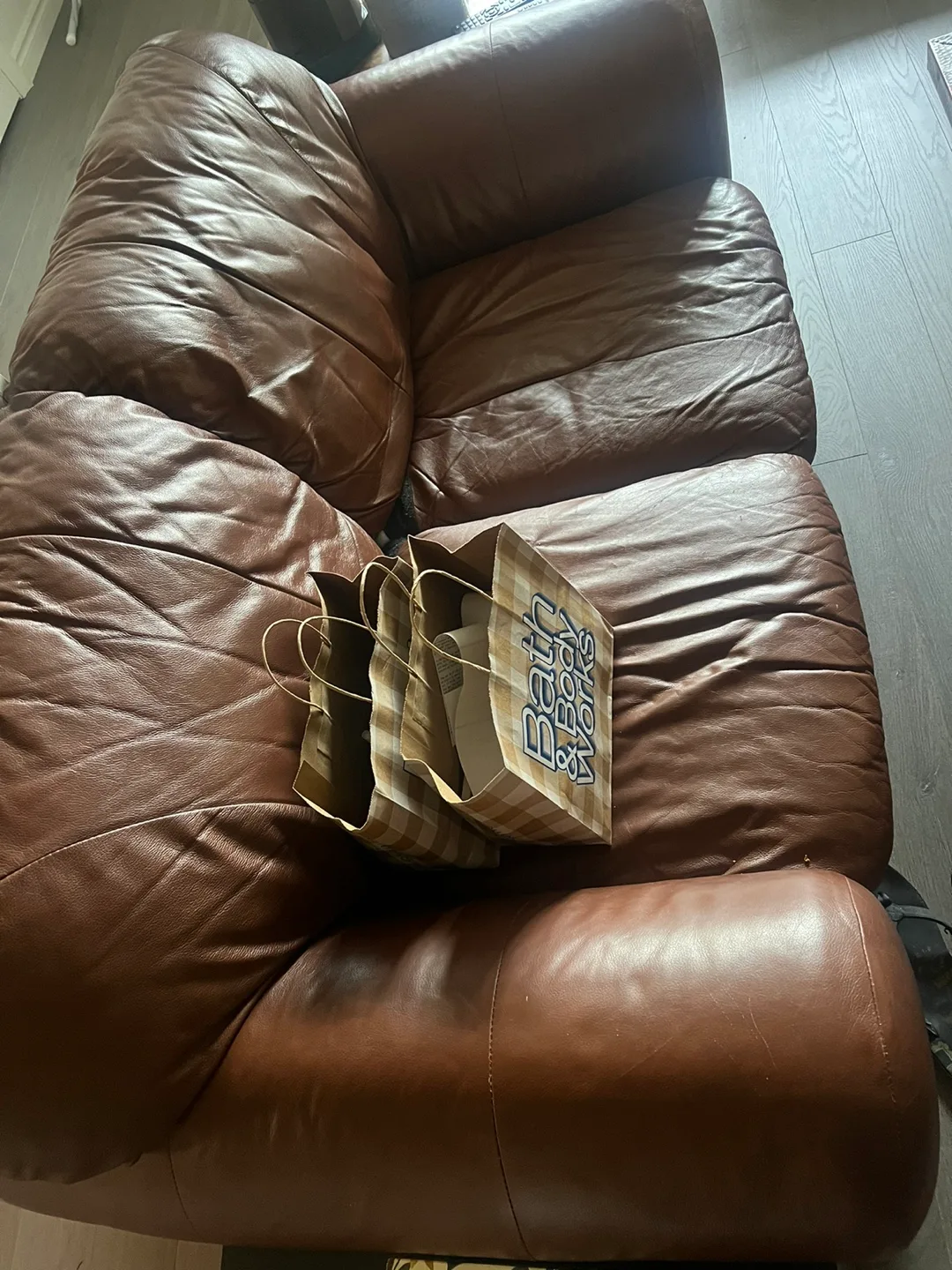 Brown Leather Loveseat image indicator(3)