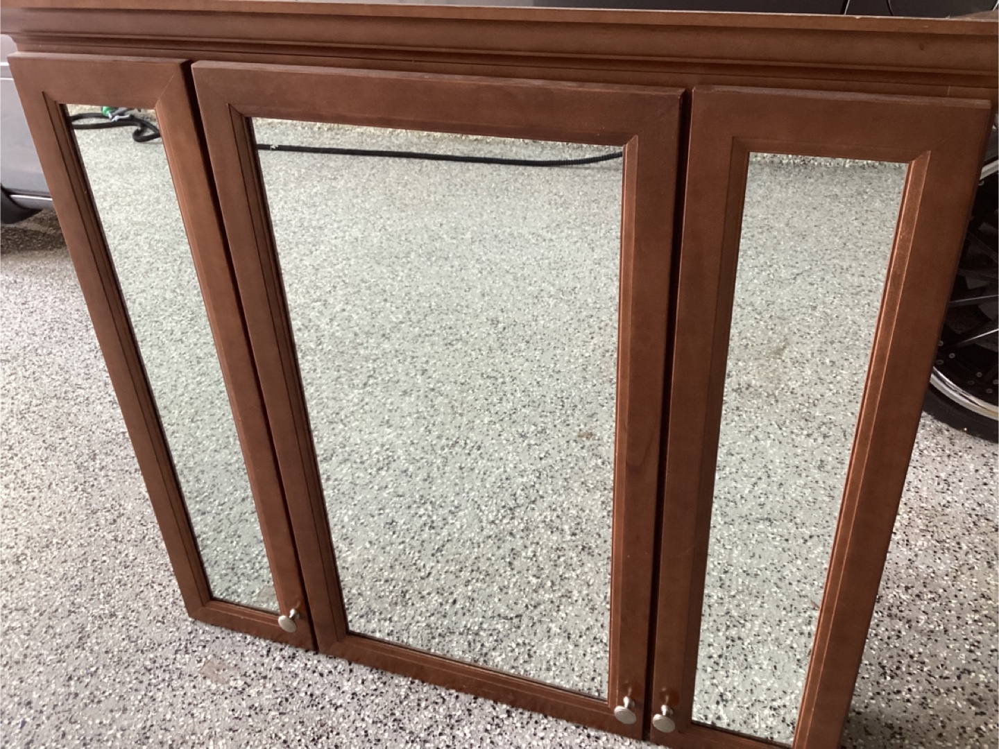Brown Wooden Bathroom Cabinet with Mirror