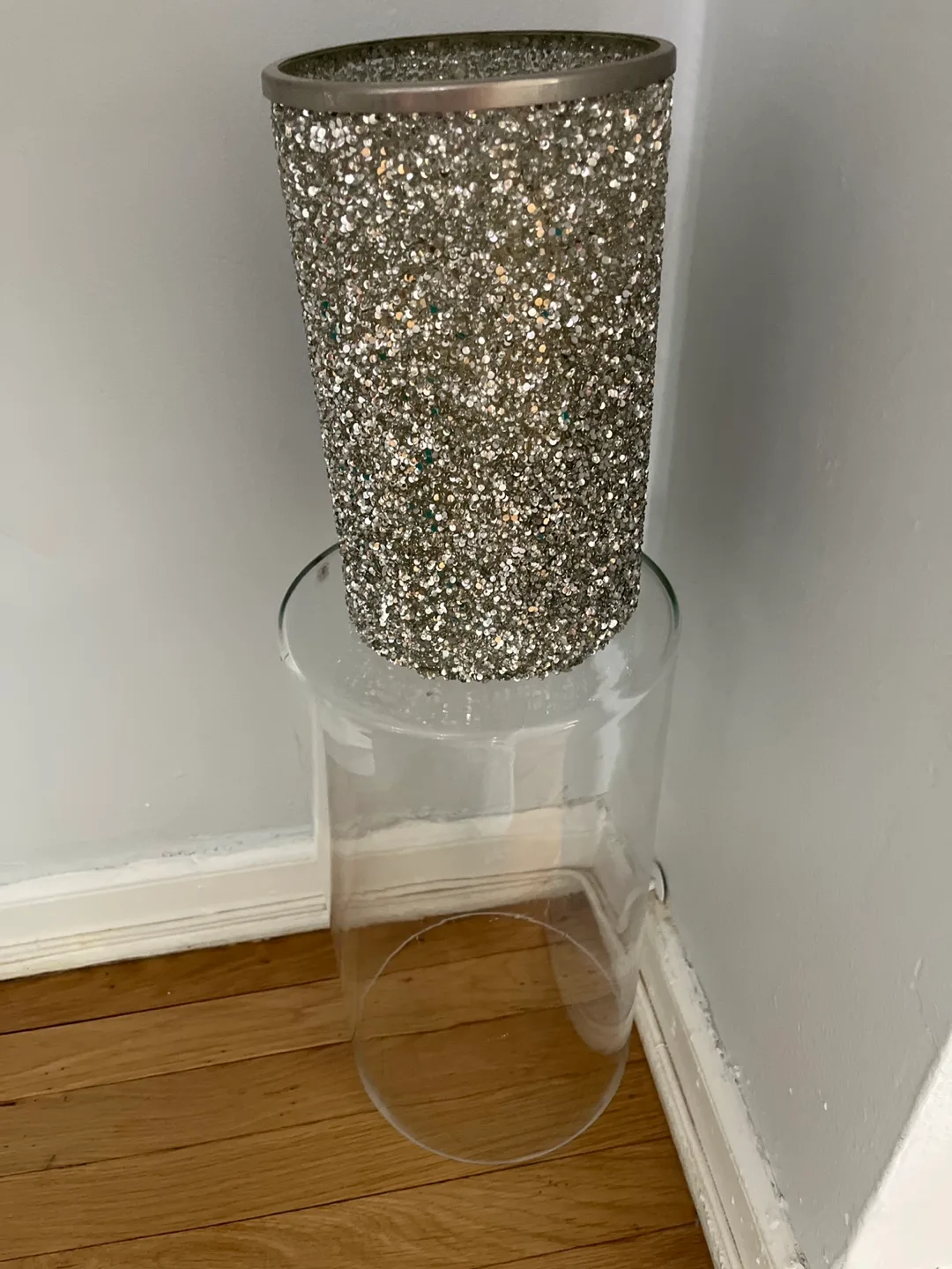 Sparkly Silver Vase with Clear Base thumbnail