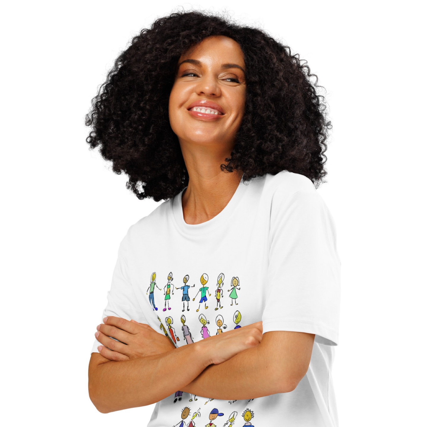 Unisex White T-shirt with Doodle Figures - photo 5