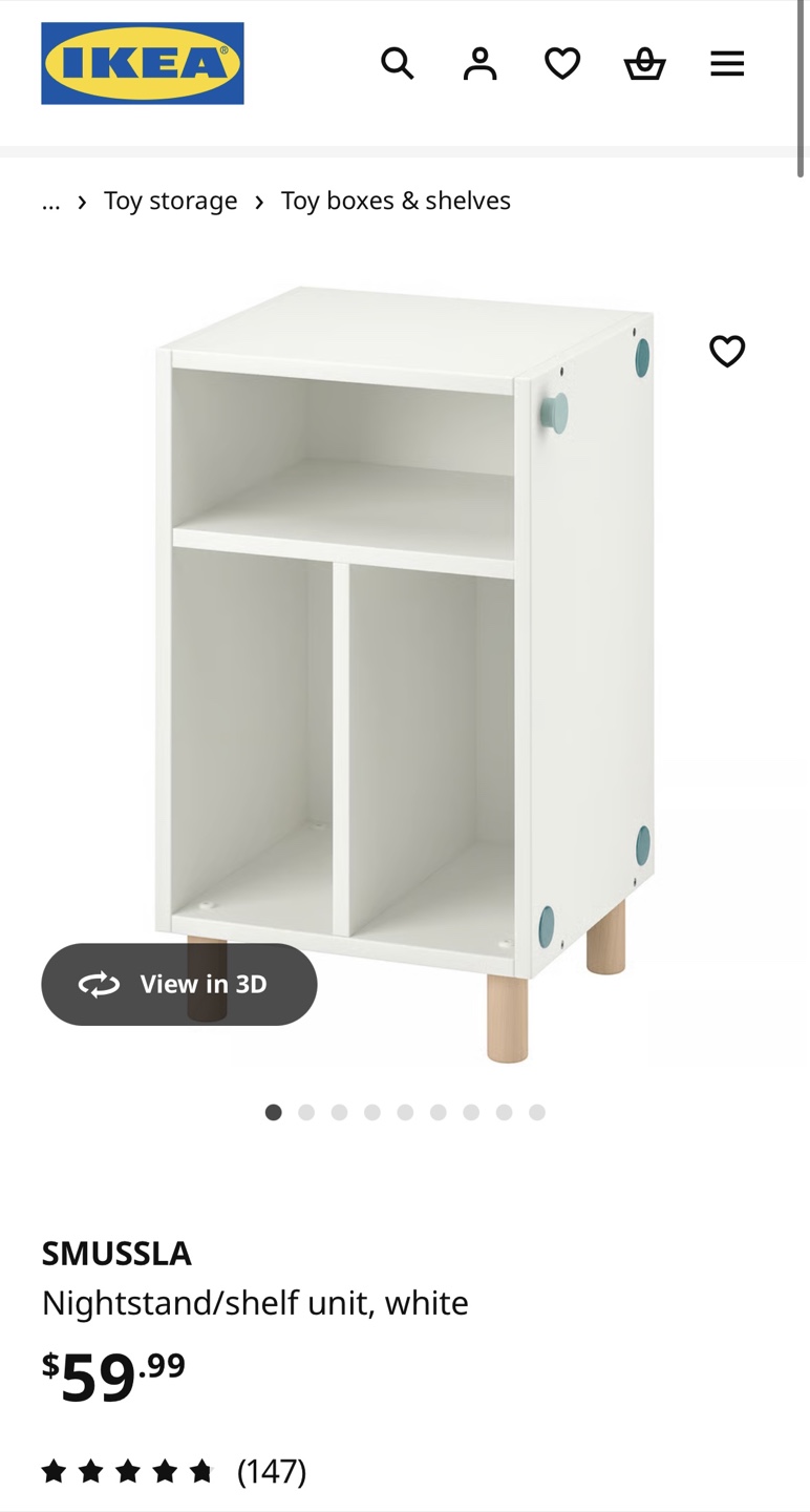 IKEA SMUSSLA Nightstand/Shelf Unit - White - photo 2