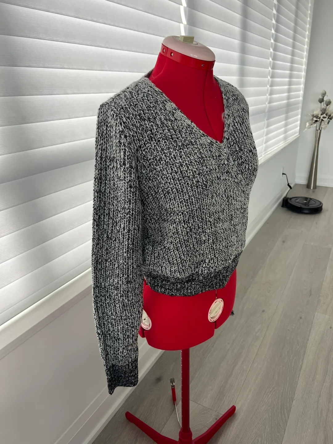Grey Knit Wrap Sweater thumbnail
