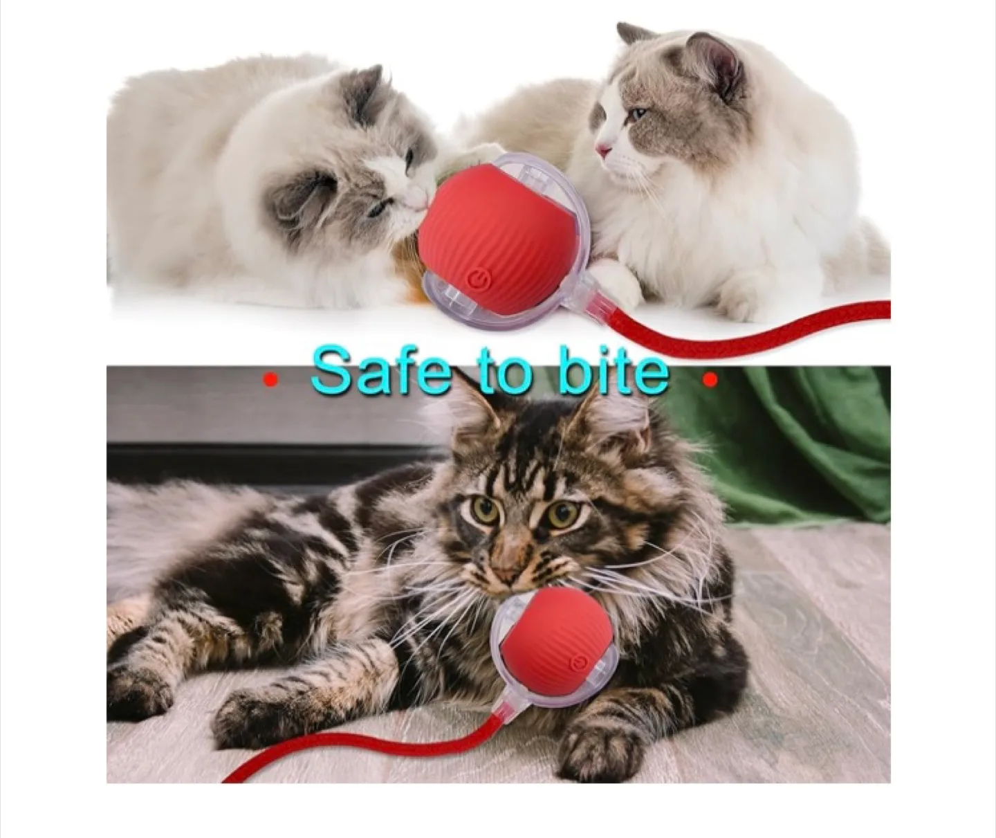 Interactive Cat Toy - Red Ball with Rope image indicator(6)
