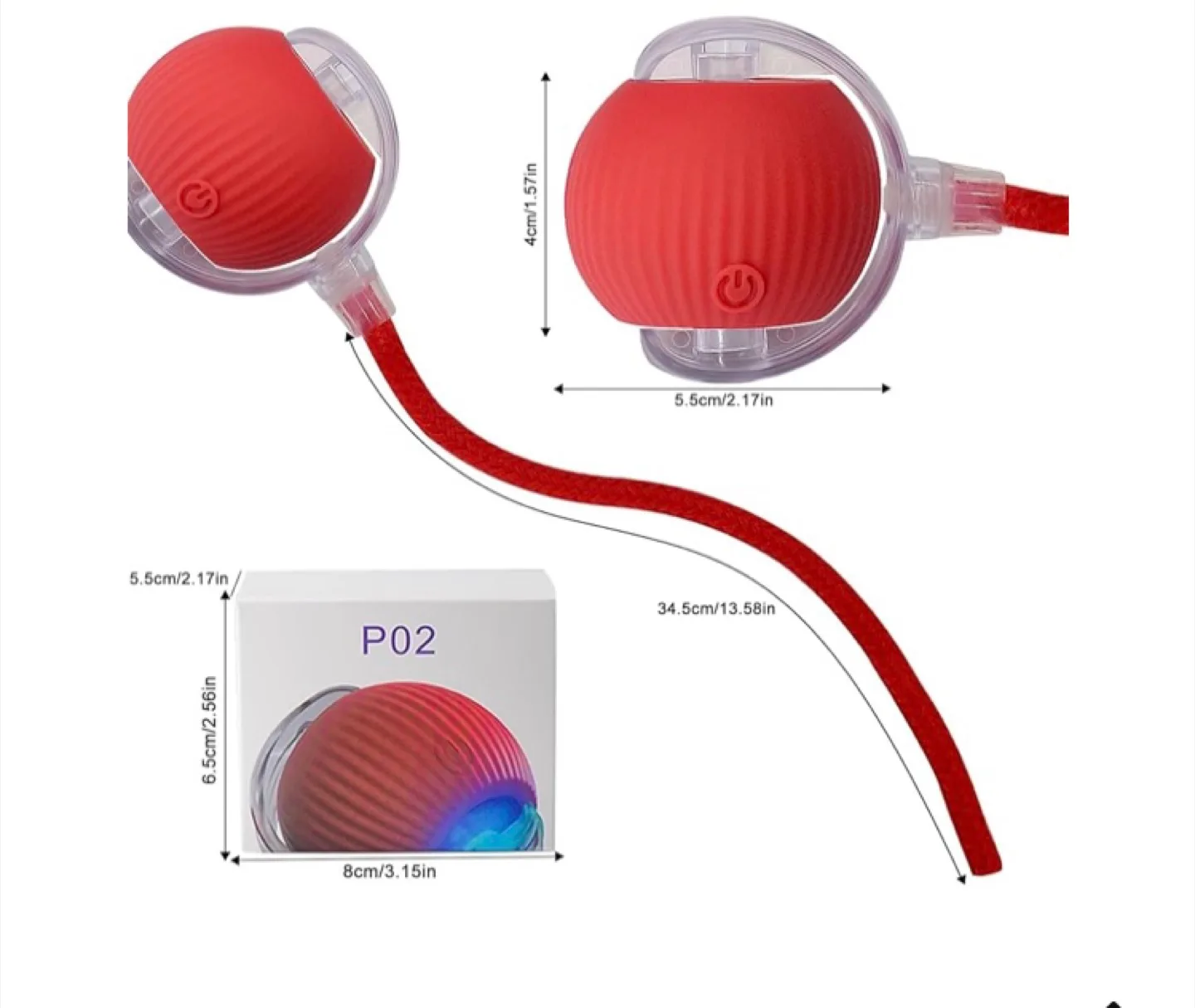 Interactive Cat Toy - Red Ball with Rope image indicator(4)