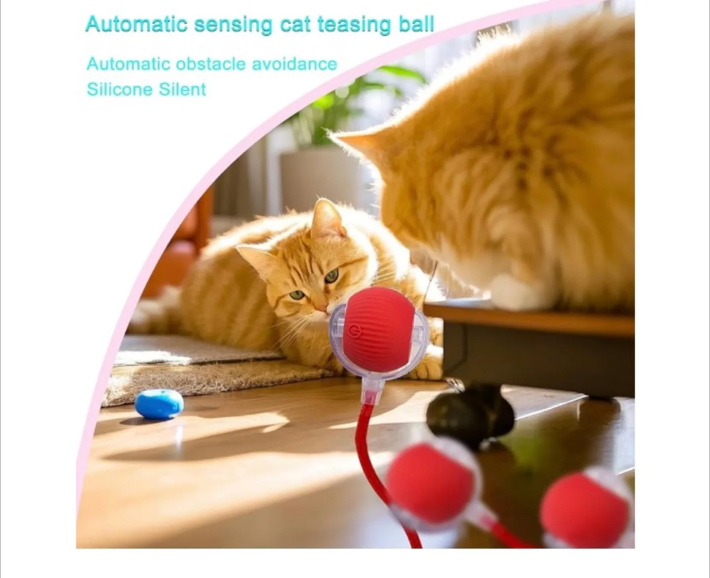 Interactive Cat Toy - Red Ball with Rope image indicator(7)