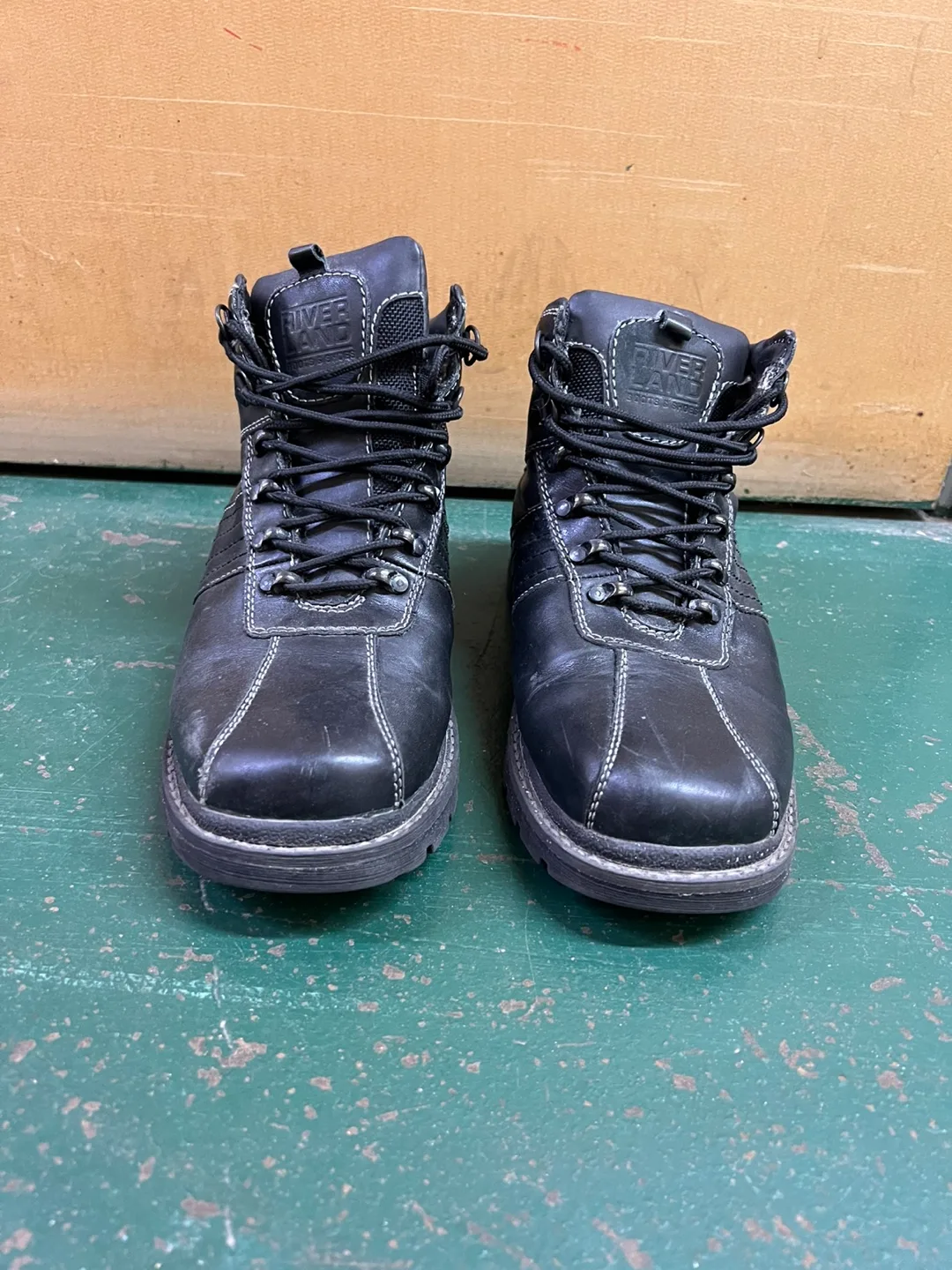 Riverland Black Leather Boots - Size 9 thumbnail