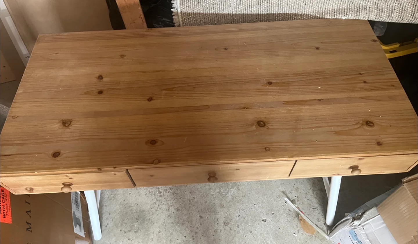 Wooden Desk with White Legs image indicator(3)