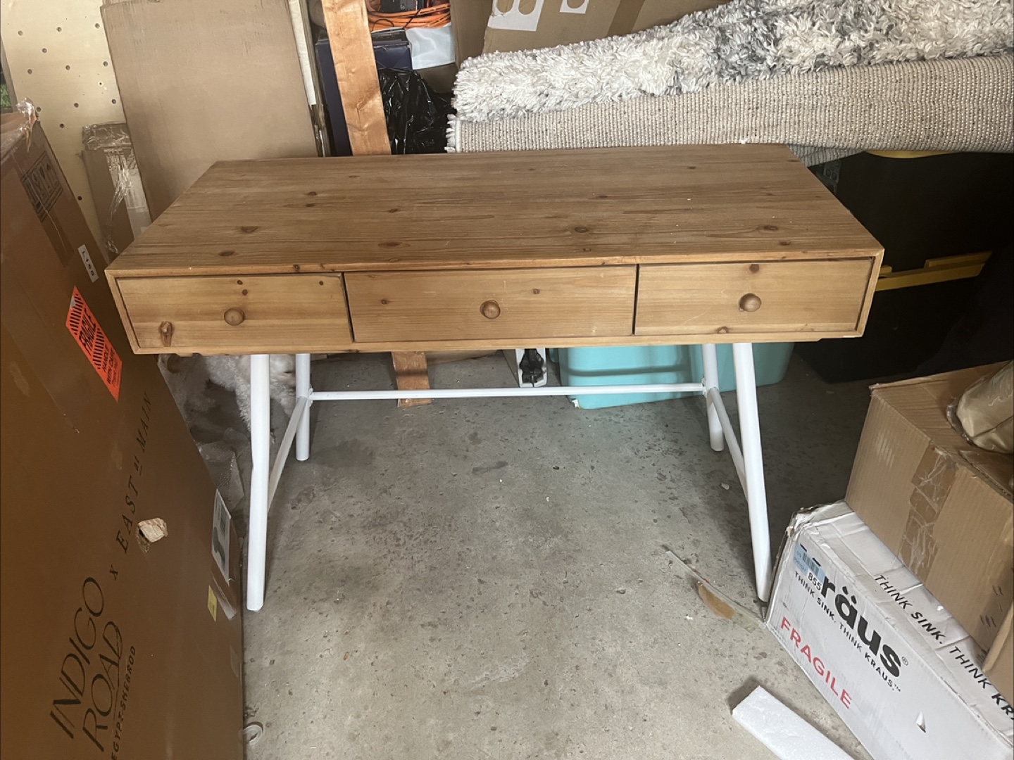 Wooden Desk with White Legs