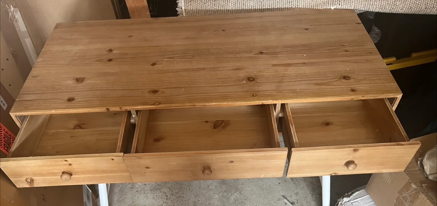 Wooden Desk with White Legs image indicator(4)