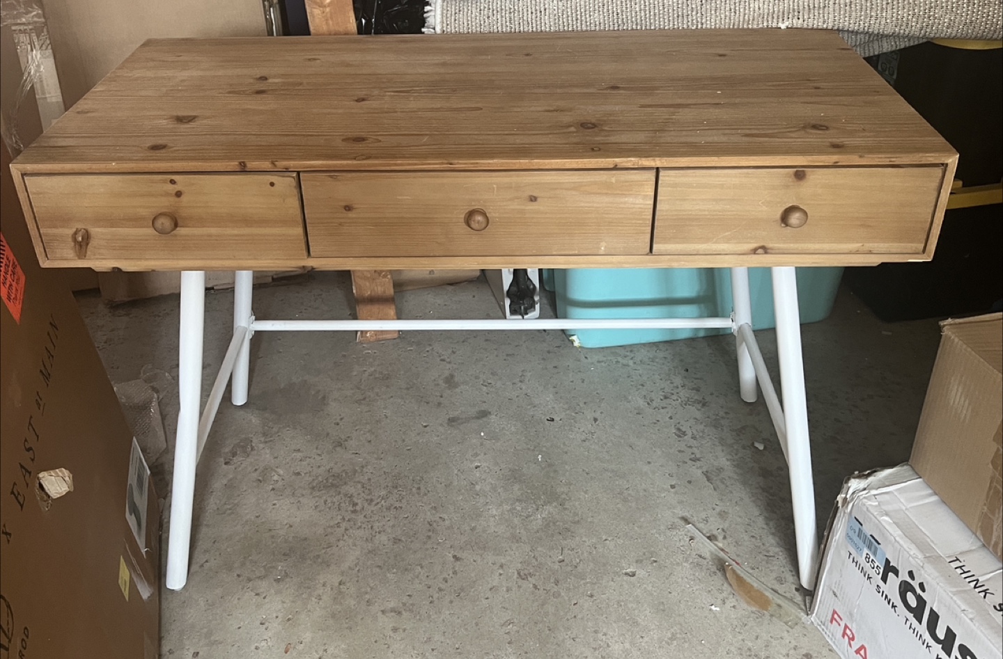 Wooden Desk with White Legs - photo 2