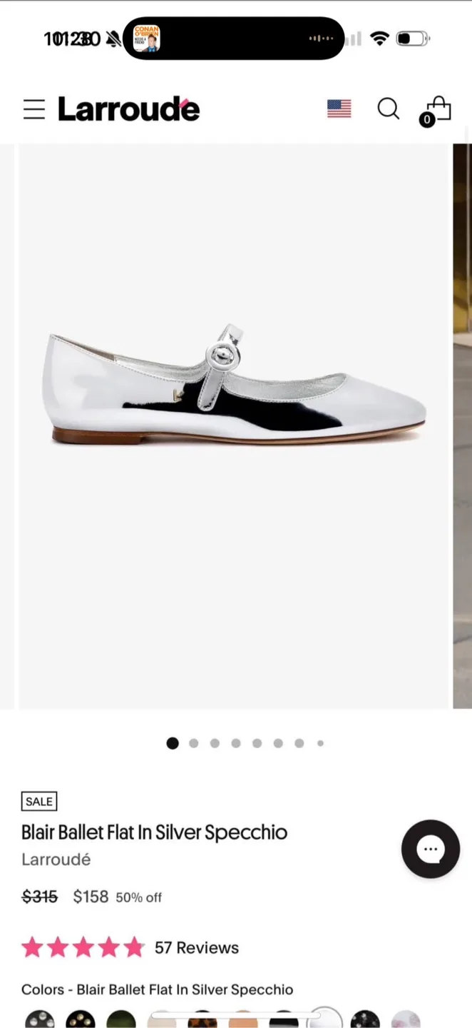 Larroude Blair Ballet Flats in Silver Specchio image indicator(3)