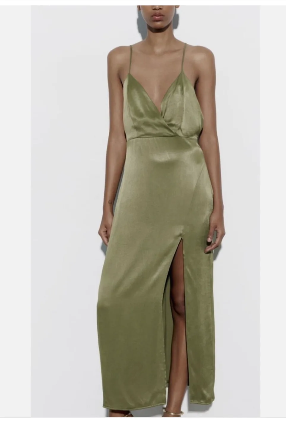 BOGO: Zara Olive Green Slip Dress - Size XS thumbnail