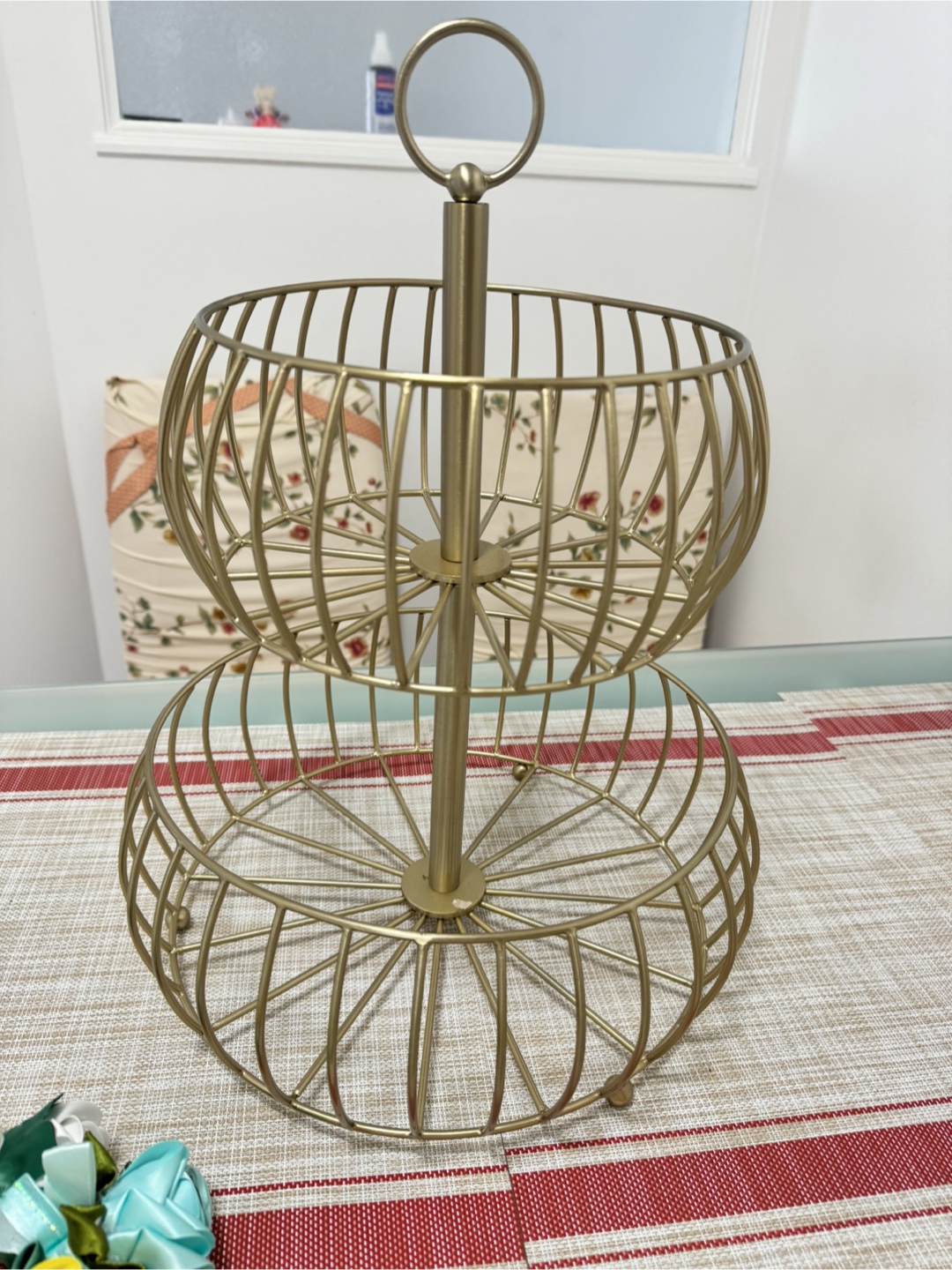 Gold Two-Tier Fruit Basket