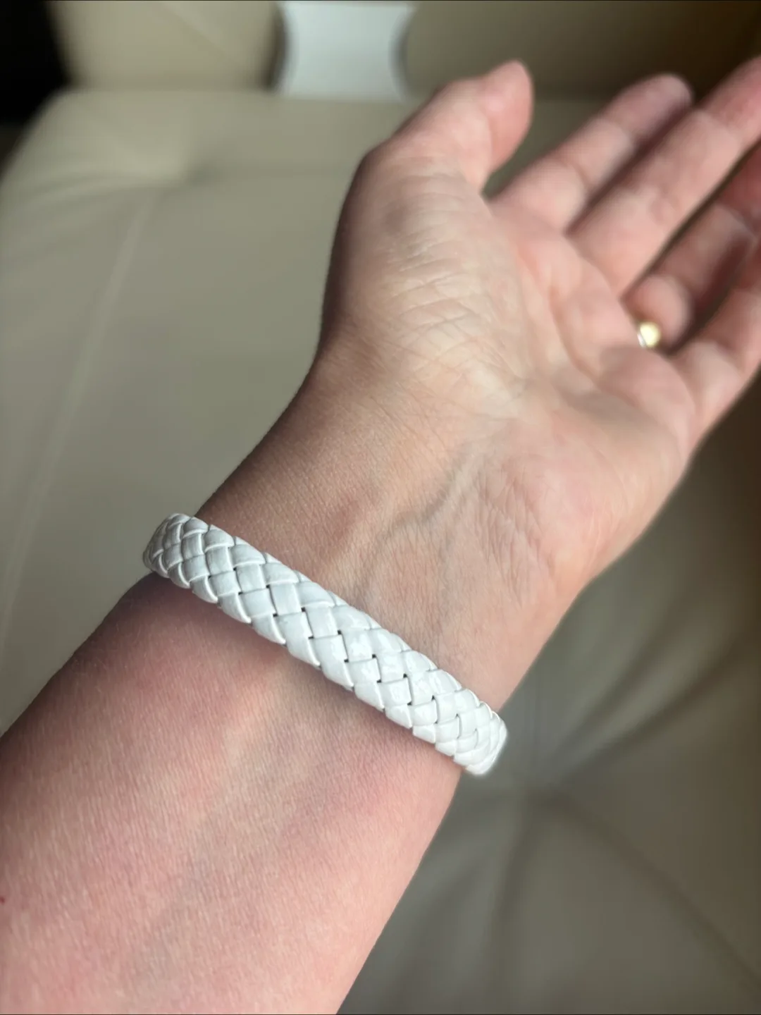 White Braided leather Bracelet image indicator(3)