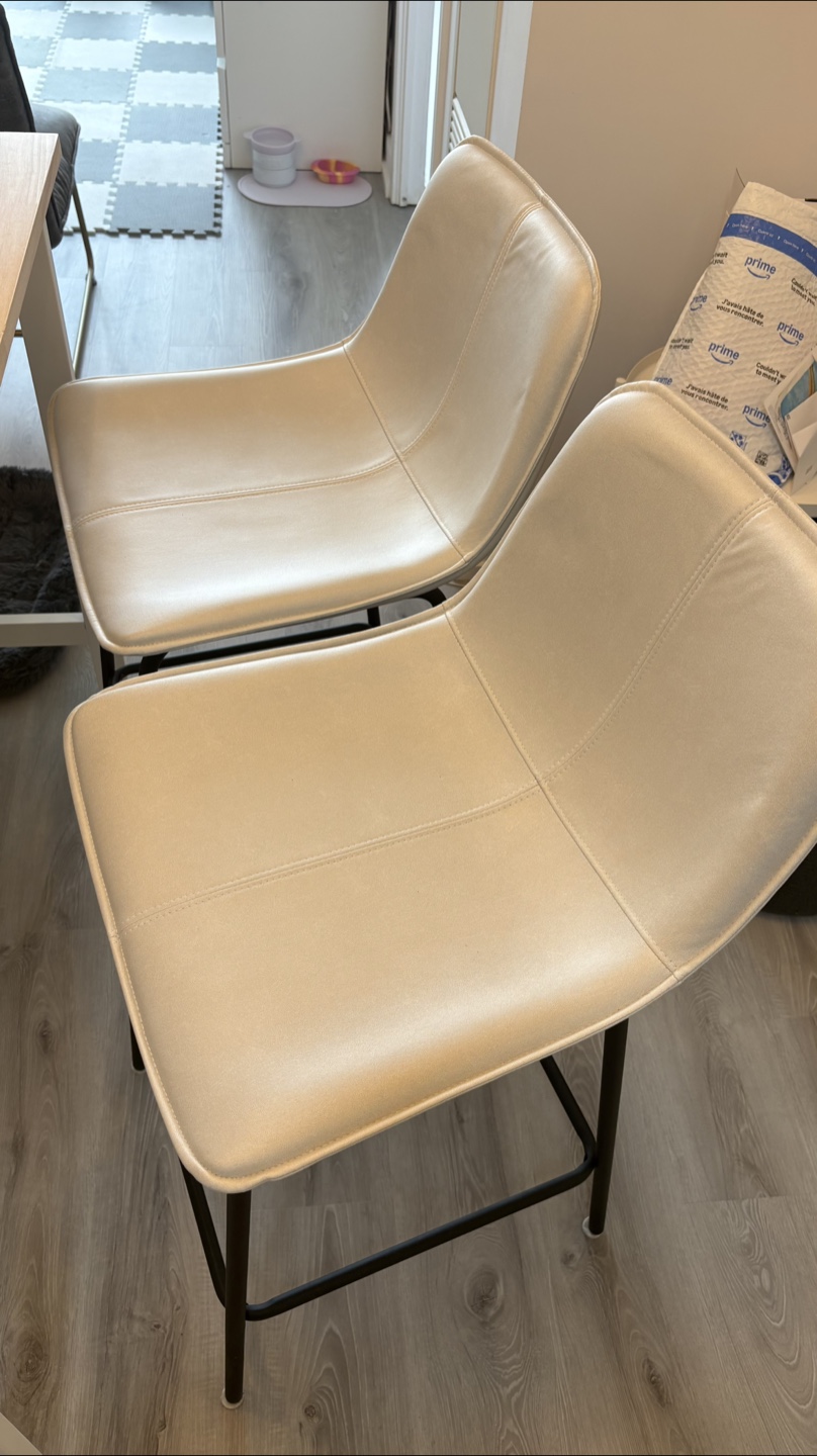 Set of 2 Cream  Bar Stools