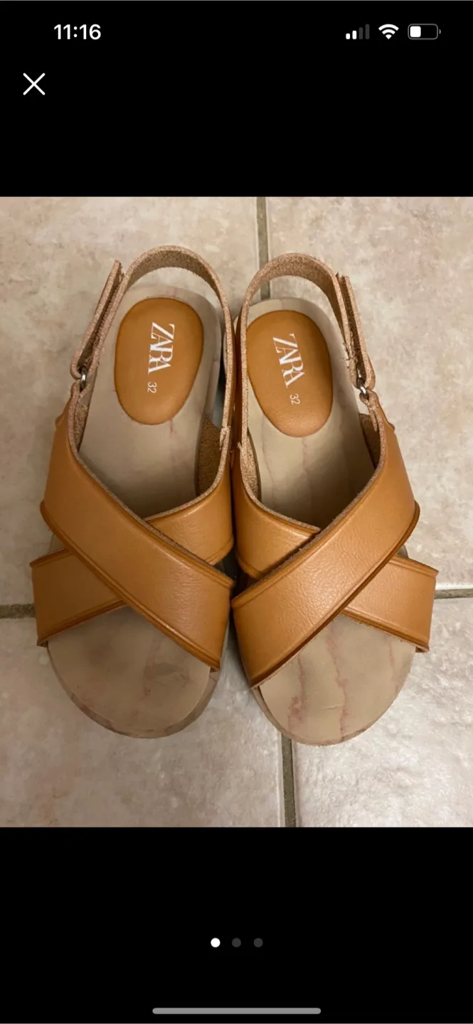 Zara Brown Sandals Size 32 thumbnail