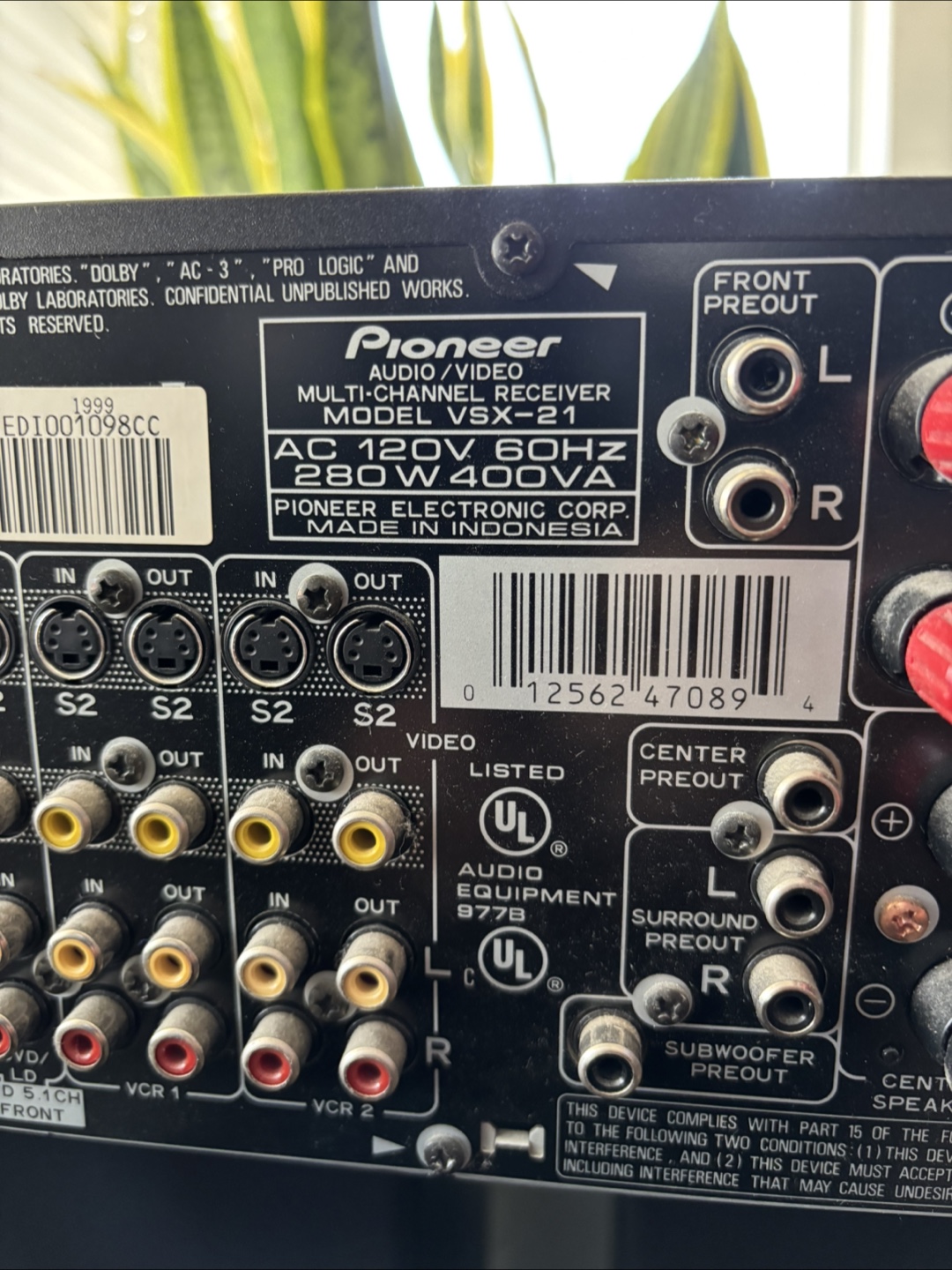 Pioneer VSX-21 Elite Audio/Video Receiver - photo 2