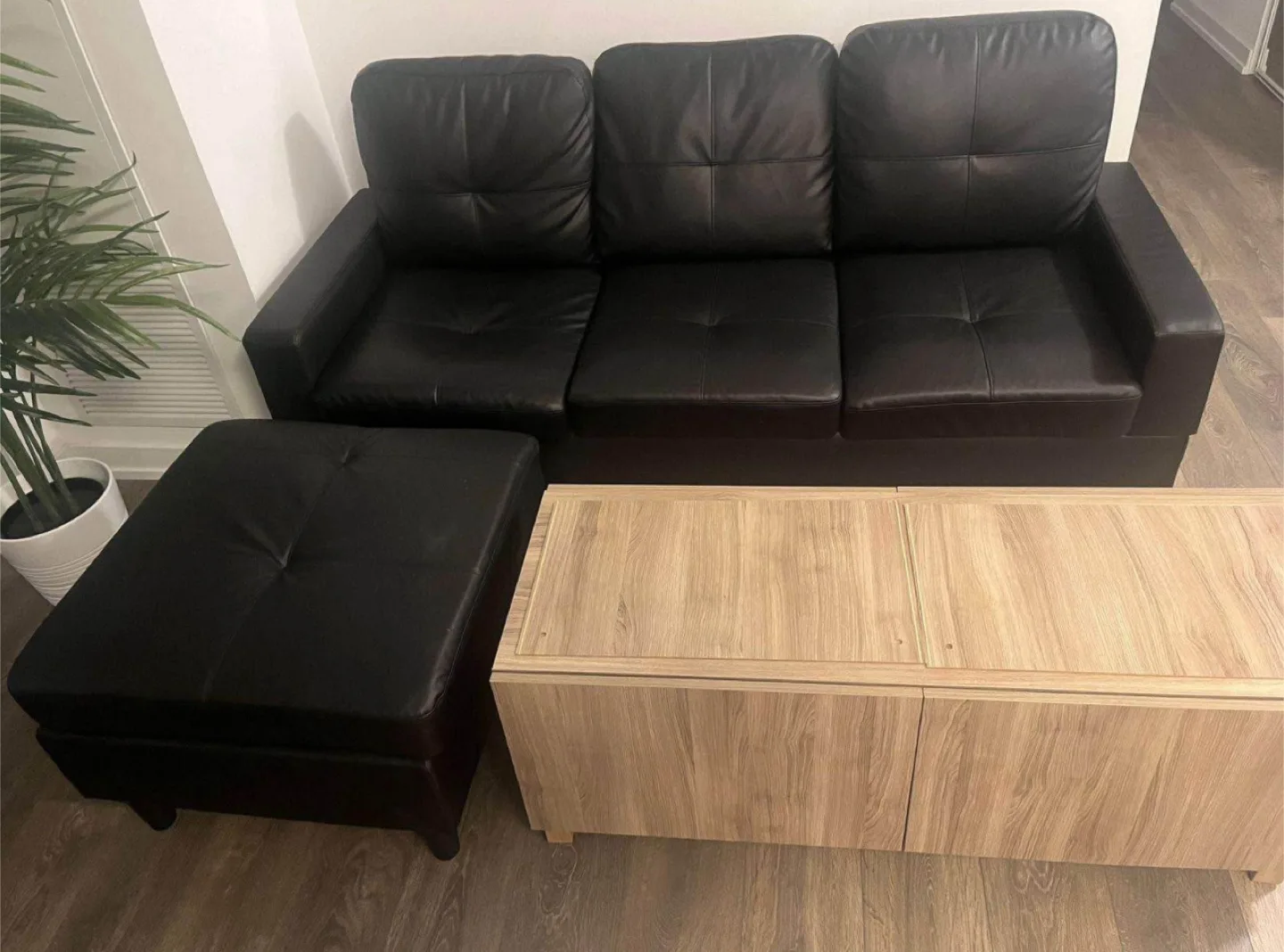 Latitude Run Jessea 79" 3-Seater Sofa with Ottoman - Black image indicator(2)