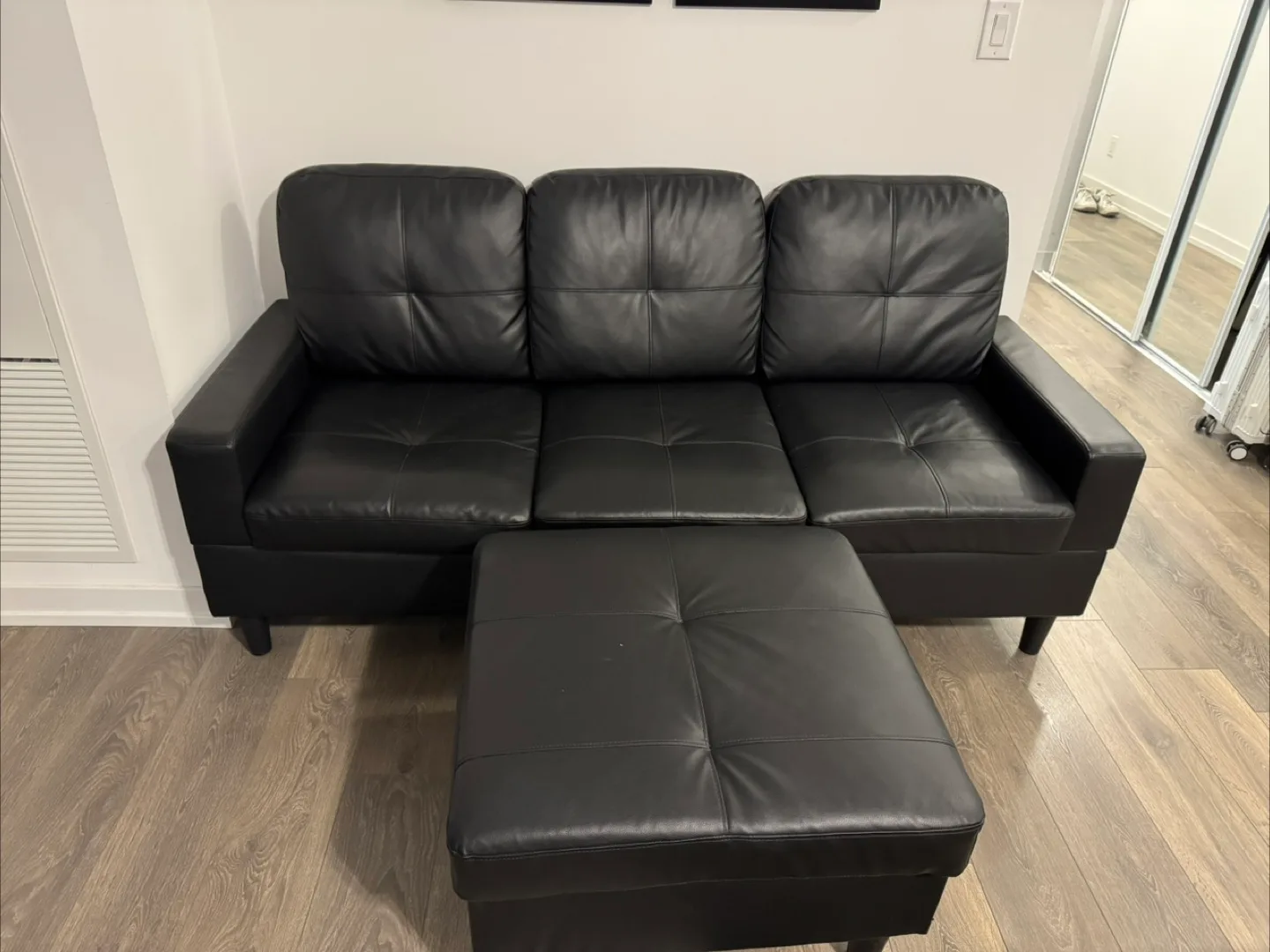 Latitude Run Jessea 79" 3-Seater Sofa with Ottoman - Black image indicator(10)