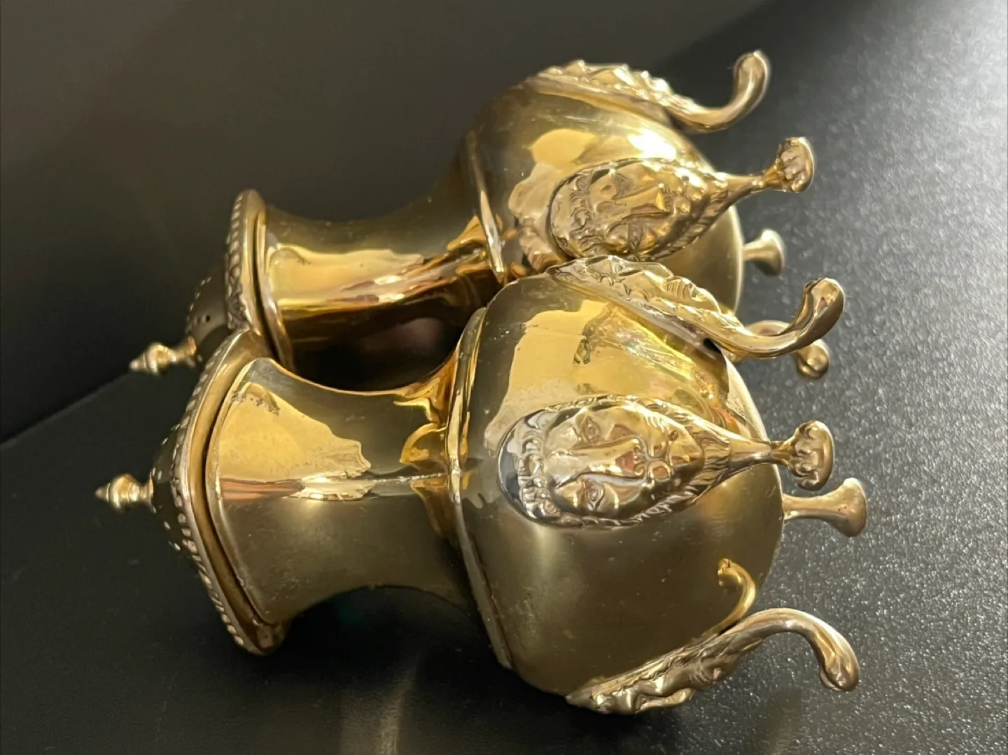 Vintage Brass Salt & Pepper Shakers image indicator(4)