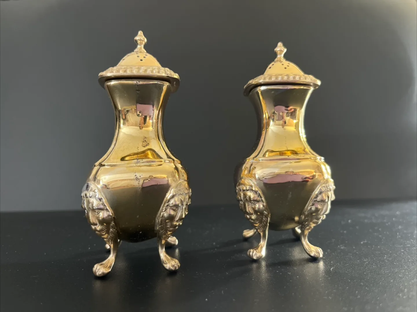 Vintage Brass Salt & Pepper Shakers image indicator(3)