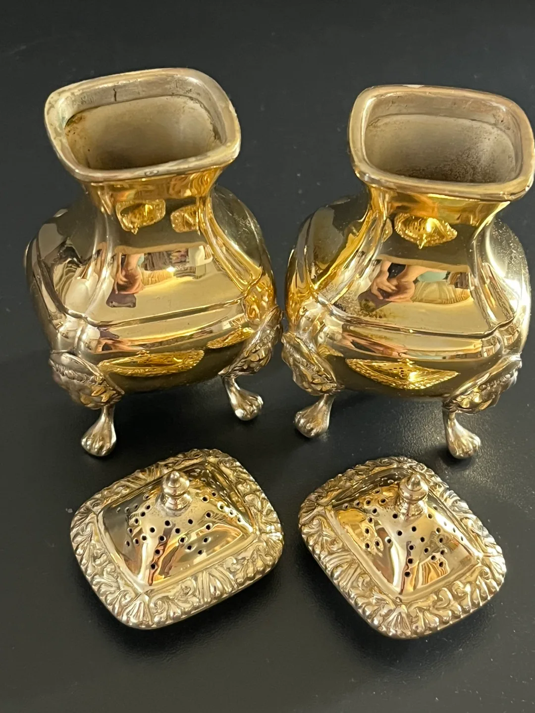 Vintage Brass Salt & Pepper Shakers image indicator(6)