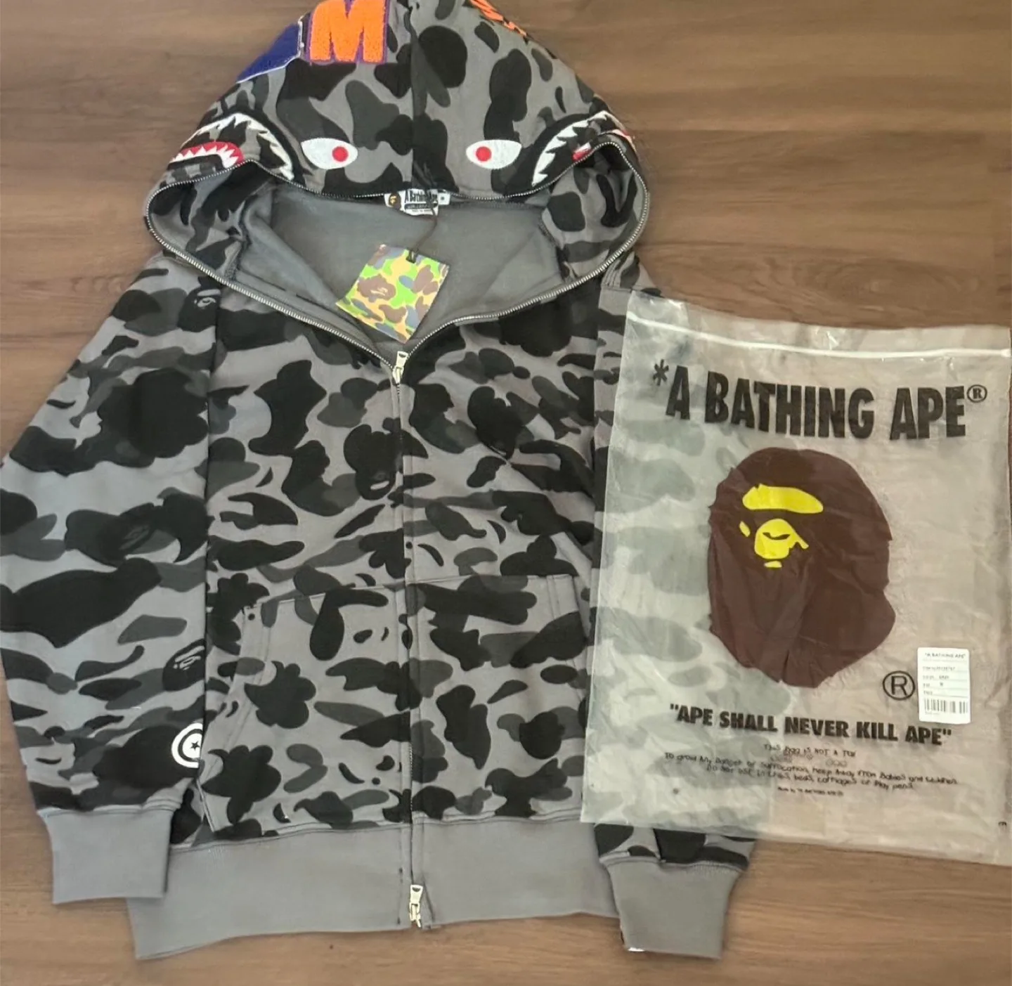 Bape Full Zip Hoodie Grey Camo WGM - All Sizes - With Bag & Tags thumbnail