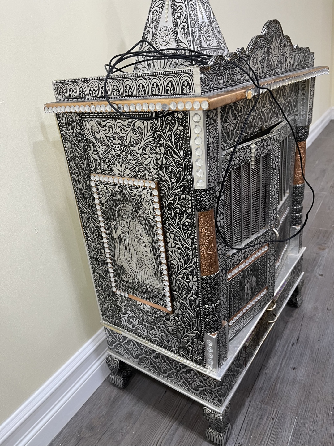 Ornate Silver Pooja Mandir Cabinet - photo 2