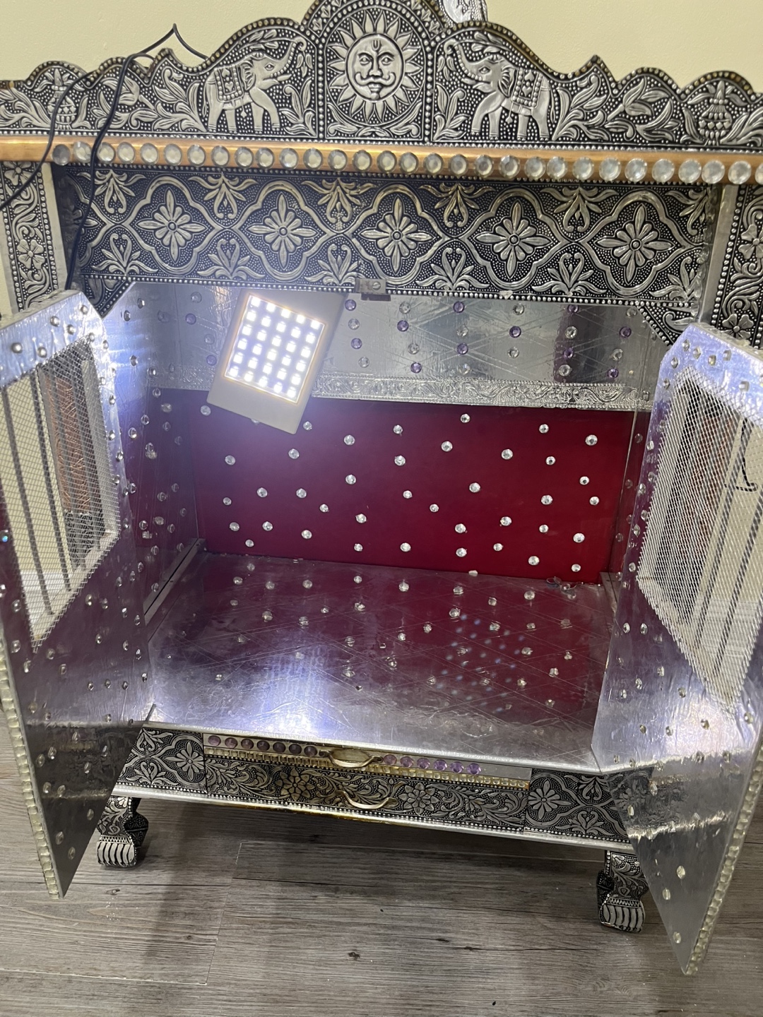 Ornate Silver Pooja Mandir Cabinet - photo 3