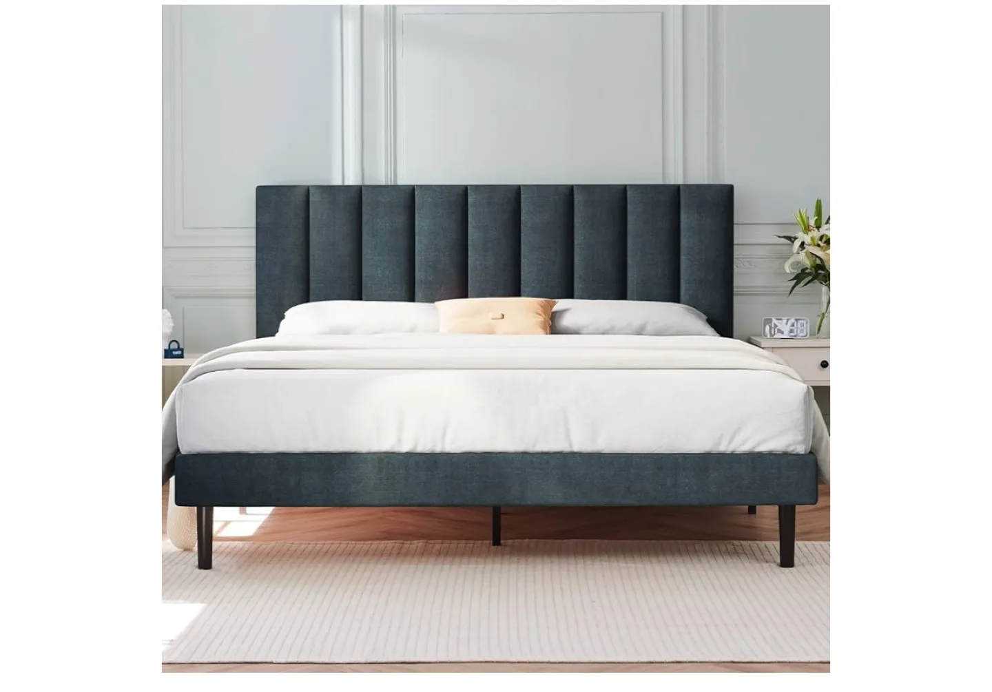 Molblly Full Size Dark Green Bed Frame and Mattress thumbnail