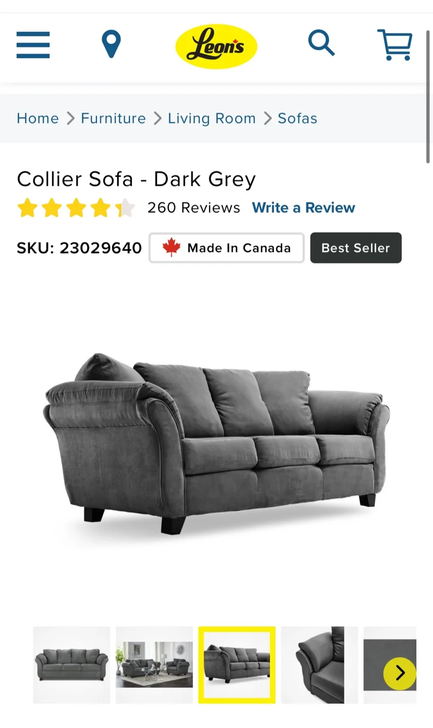 Leon’e Collier Sofa - Dark Grey. 2 available image indicator(6)