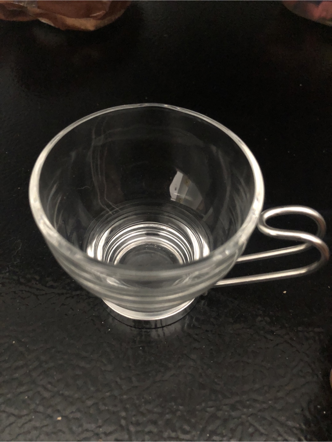 Clear Glass Espresso Cup with Metal Handle - photo 2