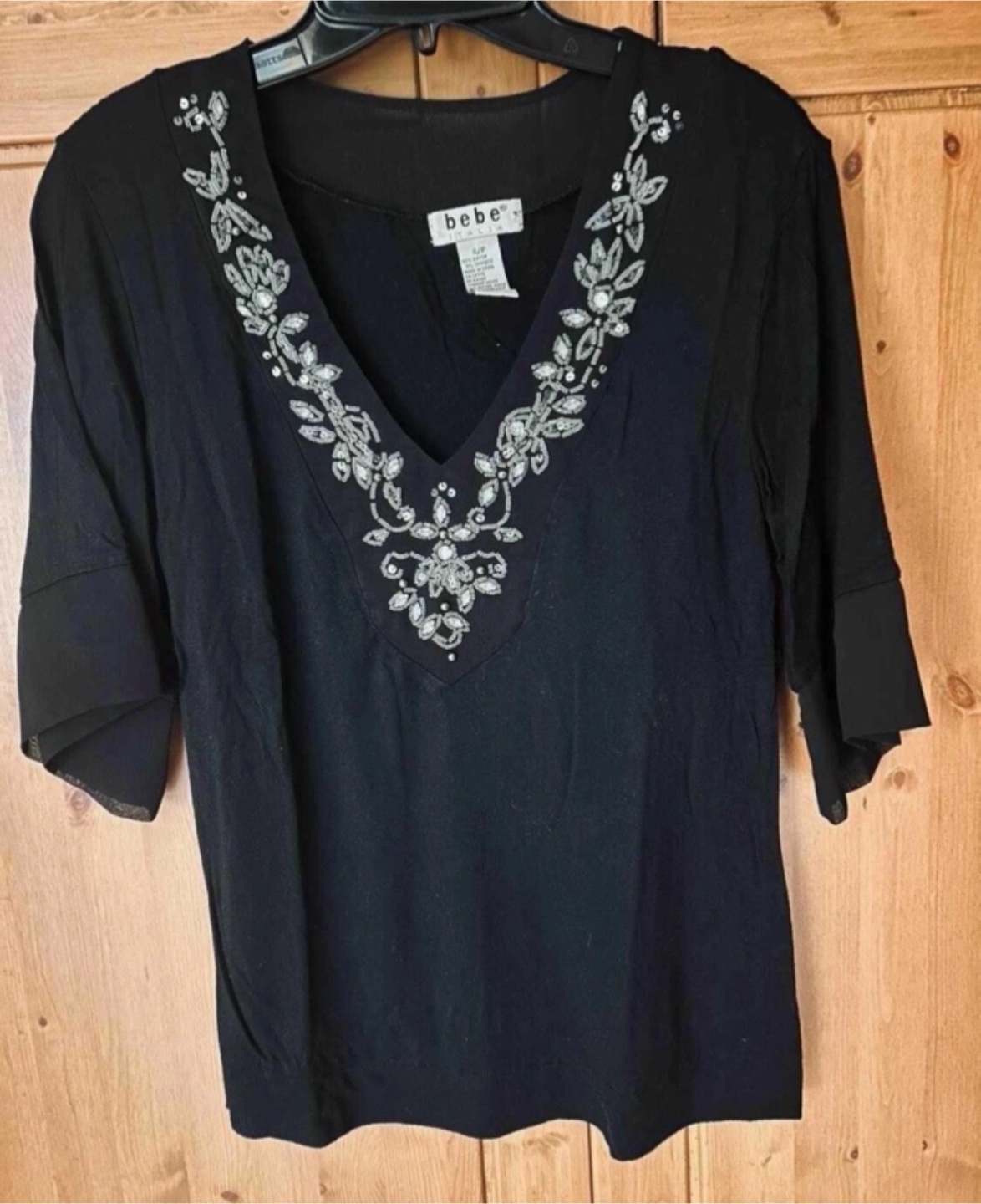 Brand new BEBE Black Beaded Top