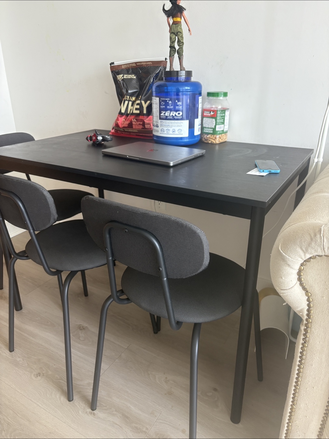 Black Dining Table with 3 Chairs - photo 4