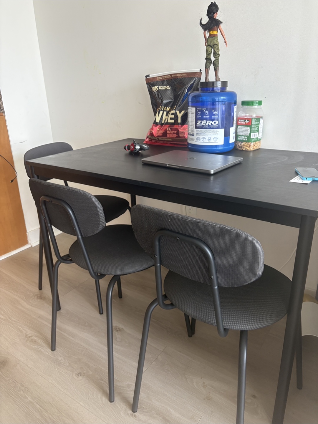 Black Dining Table with 3 Chairs